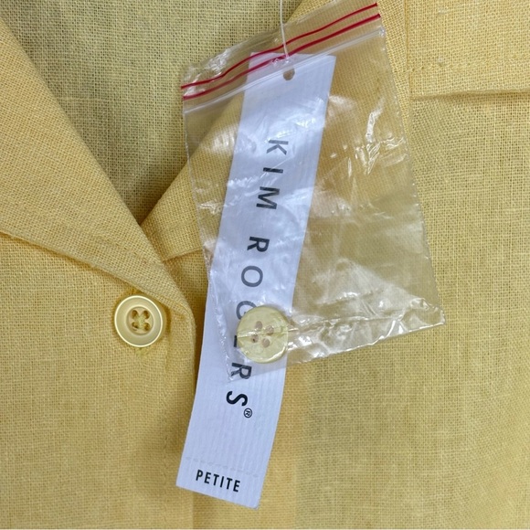 Kim Rogers Yellow Linen Blend Button Down Crop Shirt Embroidered Birds Medium P - Picture 9 of 9